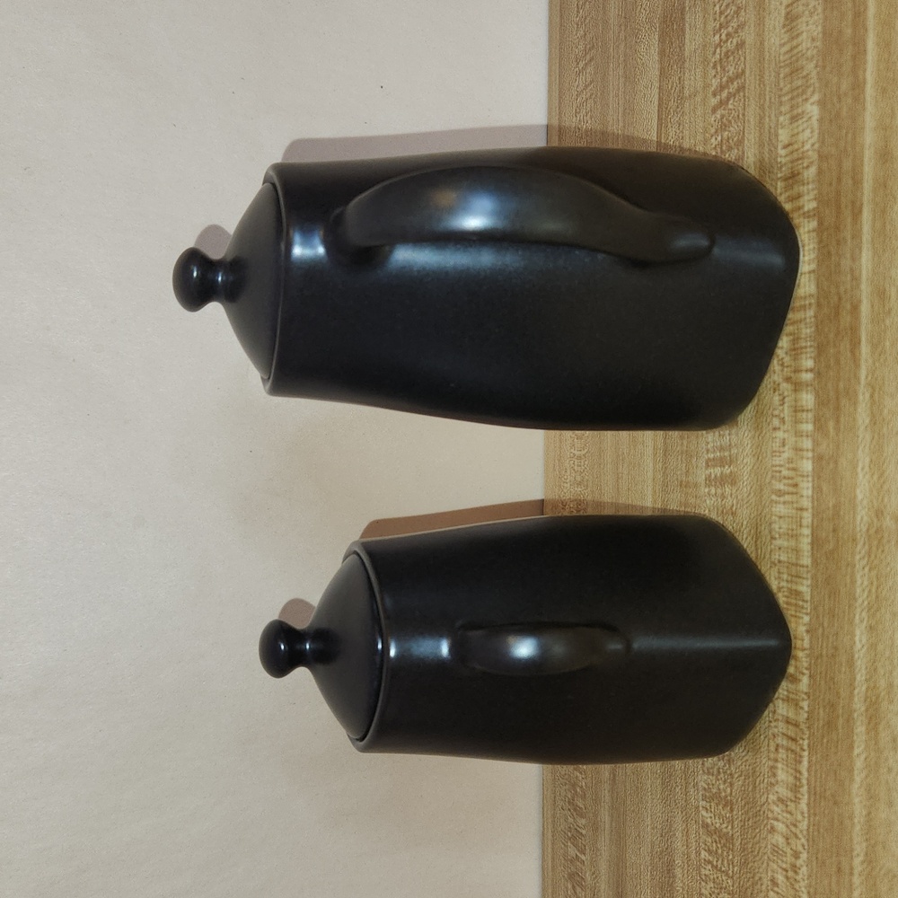 Japanese Vintage Black Ceramic Teapot and Sugar Bowl Set - Picture 2 of 10